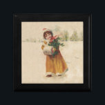 Vinterbarn i julafton minnesask<br><div class="desc">Vintern är kall! Det här är ett sött jultema - en vintage teckning från segeroriska tidsåldern,  denna julmålning visar ett litet lycklig-barn i snö.</div>