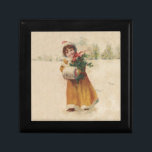 Vinterbarn i julafton minnesask<br><div class="desc">Vintern är kall! Det här är ett sött jultema - en vintage teckning från segeroriska tidsåldern,  denna julmålning visar ett litet lycklig-barn i snö.</div>