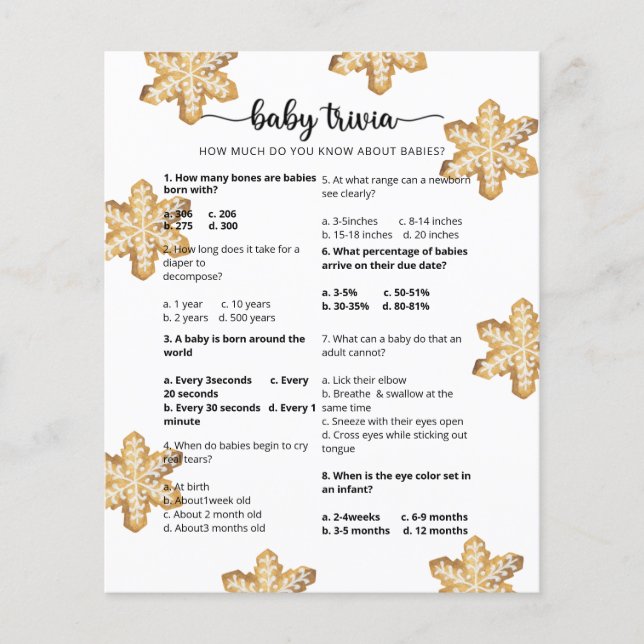 Vinterbarnstrivia | Baby Shower-spel (Framsida)