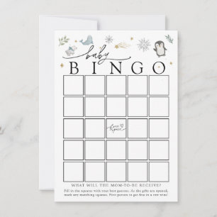 Vinterbebe Djur Baby Shower Bingo Spelkort Inbjudningar