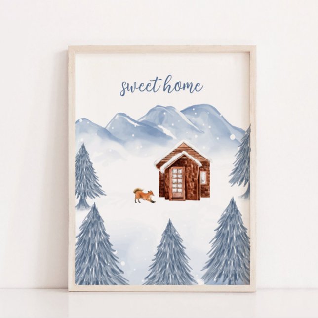 Vinterbergartsdekan för sötvintern poster (Sweet Home Winter Mountain Nursery Wall Decor)