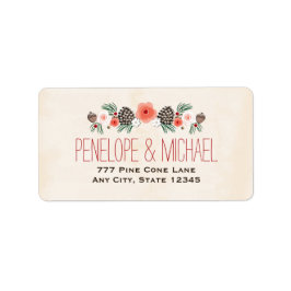 Vinterbergen Gräs Cone-jul, Blommigt Adressetikett