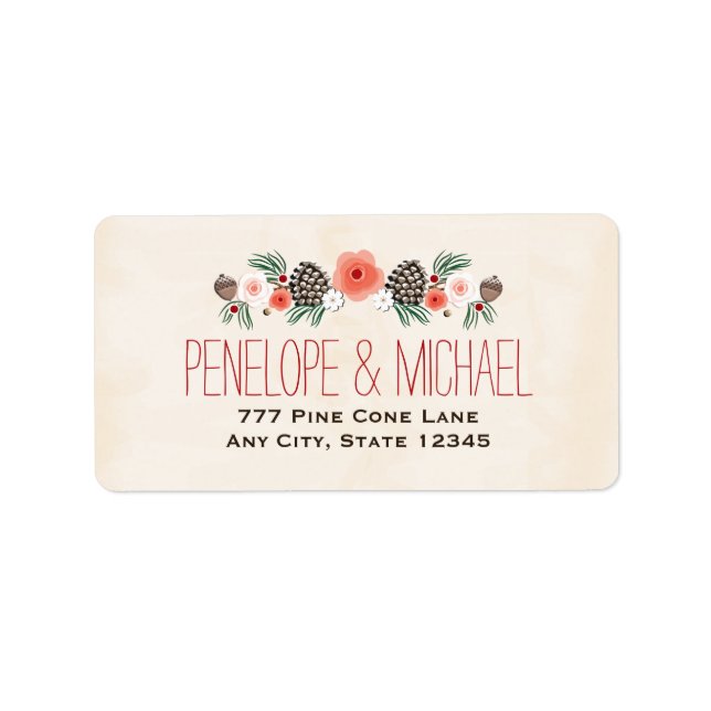 Vinterbergen Gräs Cone-jul, Blommigt Adressetikett (Framsidan)