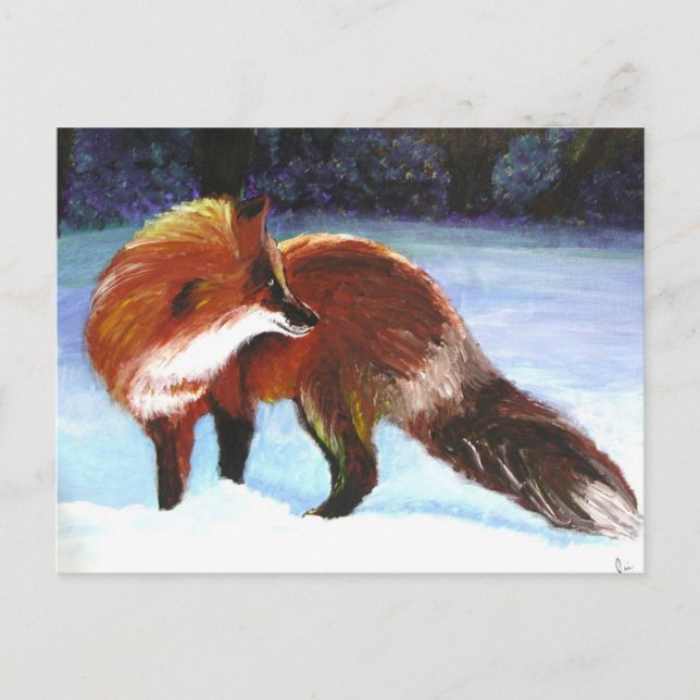 Vinterbesökarvykort (Red Fox) Vykort (Framsida)