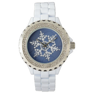 Vinterbevakning av blått Crystal Snowflake Armbandsur