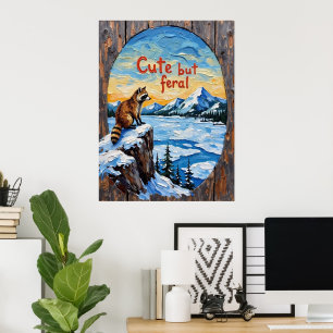 Vinterbevakning: Raccoon by Frozen Vatten Poster