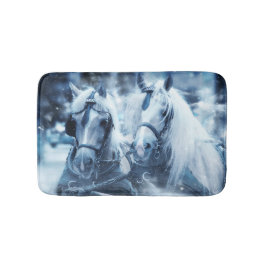 Vinterbilsfoto för vackert Horse Team Badrumsmatta
