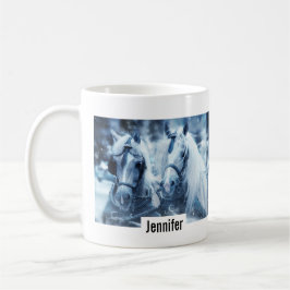 Vinterbilsfoto för vackert Horse Team Kaffemugg