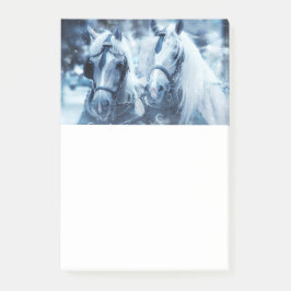 Vinterbilsfoto för vackert Horse Team Post-it Block