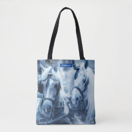 Vinterbilsfoto för vackert Horse Team Tygkasse