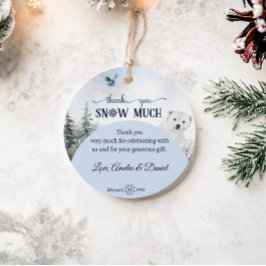 Vinterbjörn Bird Snö Mycket Tack Baby Shower Gåvor Etiketter