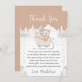 Vinterbjörn Brun släde Baby Shower Tack Kort