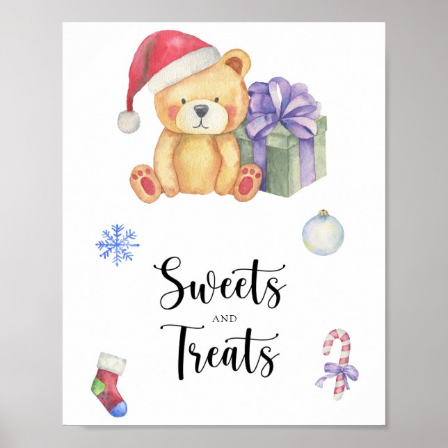 Vinterbjörn, godis och poster till babydusch (Framsidan)