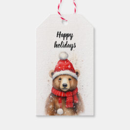 Vinterbjörn i Mysigt Red Hat Presentetikett