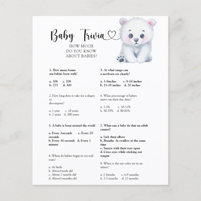 Vinterbjörn polar - Baby Trivia | Barnstödsspel (Framsida)