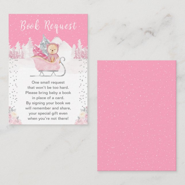 Vinterbjörn Rosa Släd Bok Begäran Tilläggskort (Fram/baksida)