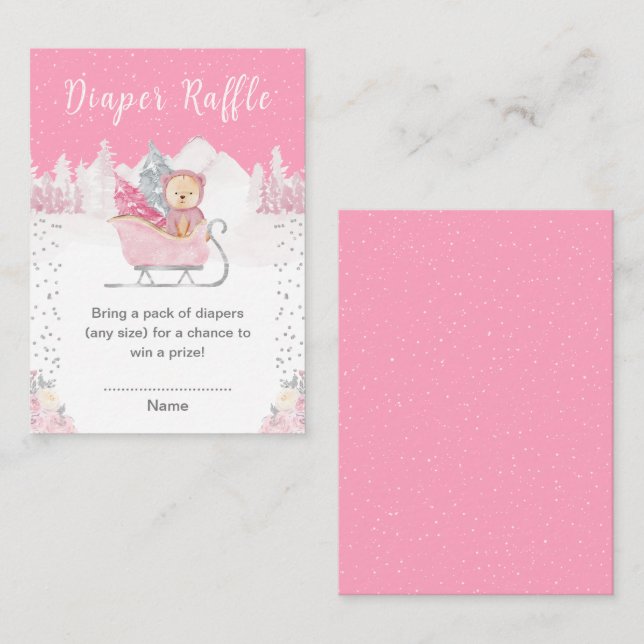 Vinterbjörn Rosa Sleigh Diaper Raffle Tilläggskort (Fram/baksida)