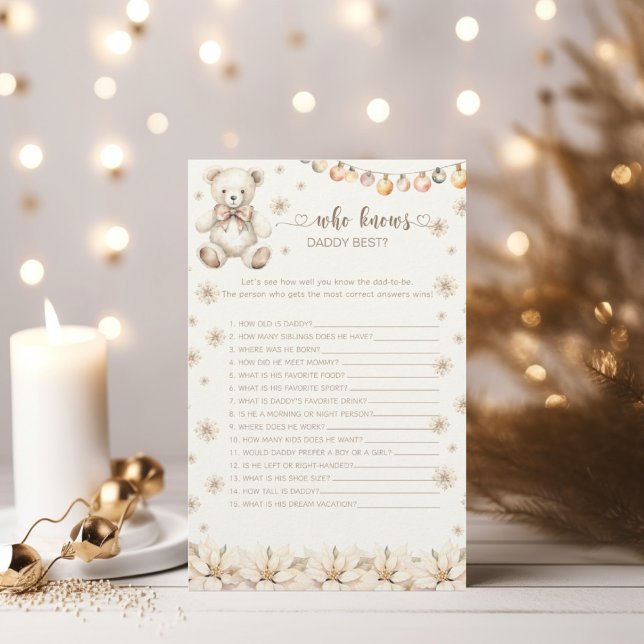 Vinterbjörn som känner pappa Best Baby Shower-spel (Skapare uppladdad)