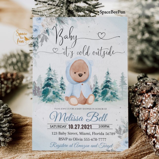 Vinterbjörnpojken Det är kallt ute Inbjudan (Skapare uppladdad)