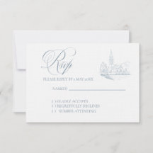 Vinterblå bröllops-RSVP-kort