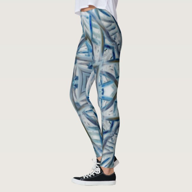 Vinterblå Crystal Mönster Leggings (Vänster)