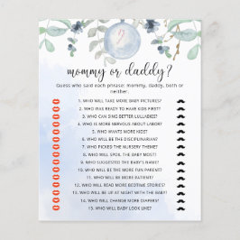 Vinterblå mamma eller pappa baby shower spel