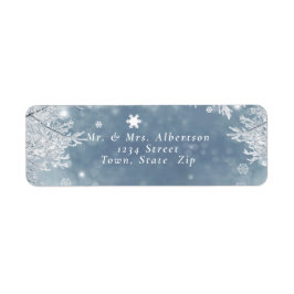 Vinterblå och vit Returadress Snöflingor Etikett