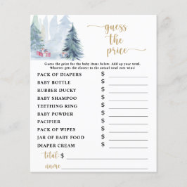 Vinterblå Prisgissning Bebis Shower Spel