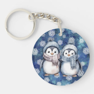 Vinterblå vattenfärg Penguins Scarves Hats
