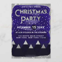 Vinterblåa Silver Snowy-bergen jul Party Inbjudningar