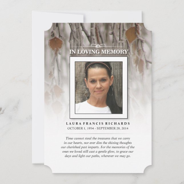 Vinterblad - Minnesord & Kanske Dikt Tack Inbjudningar (Framsida)