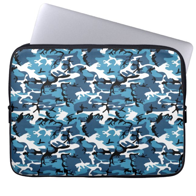 Vinterblått Camo Laptop Sleeve (Framsidan)