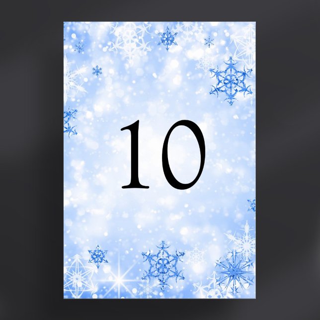 Vinterblått  julblått Helgdag Bordsnummer (Winter Wonder Christmas Holiday Blue Table Number)
