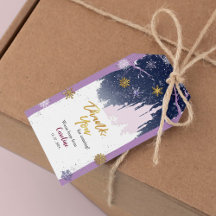 Vinterblått Lila Guld Snöflingor Magic Birthday