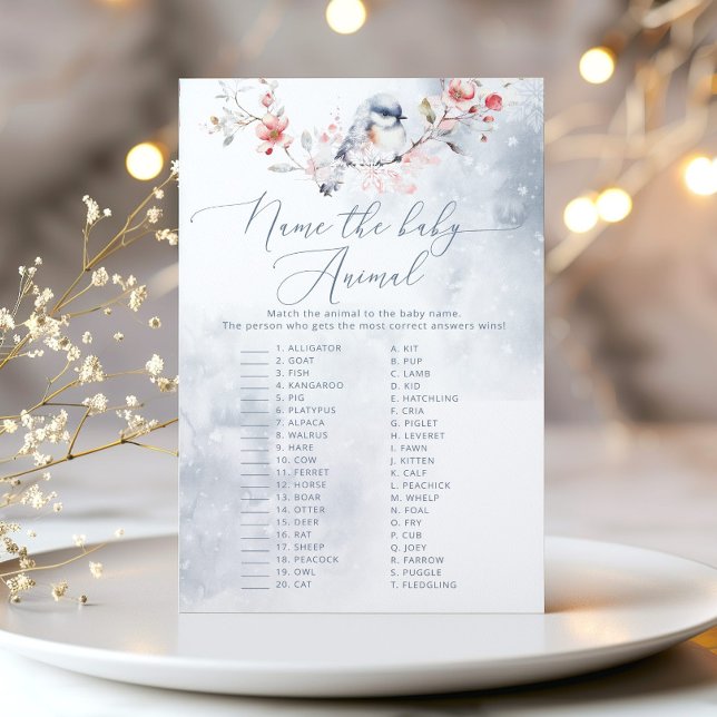 Vinterblått namn, babyduschspelet baby djur (Skapare uppladdad)