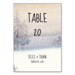 Vinterblått och vitt Bröllop Bordsnummer
