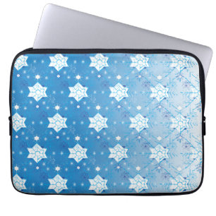 Vinterblått och vitt Snöflingor mönster Laptop Sleeve