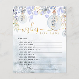 Vinterblått Önskemål för baby-kort