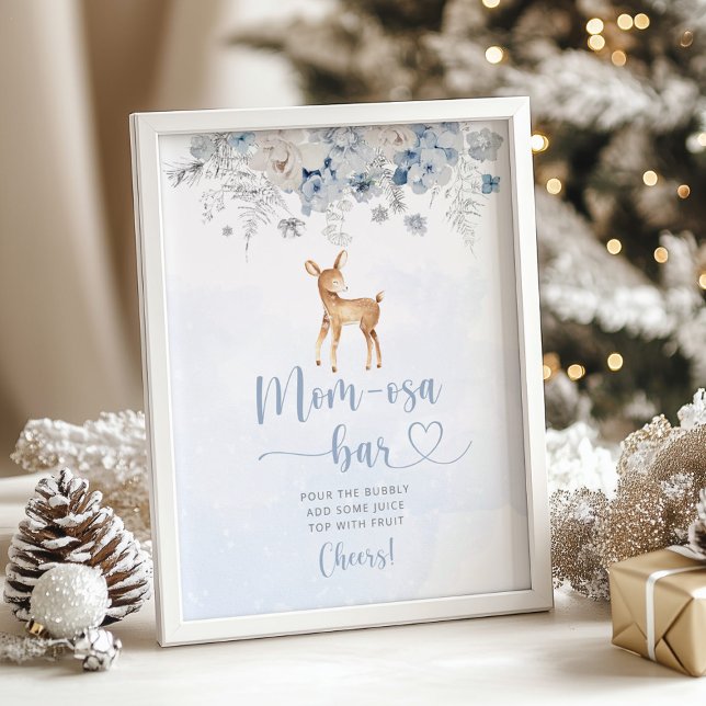 Vinterblått silver hjort mysiga mamma-osa pub Post Poster (Skapare uppladdad)