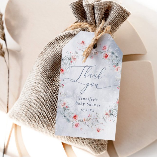 Vinterblåvitling i snö Tack Presentetikett (Skapare uppladdad)