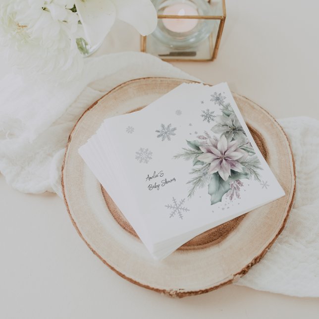 Vinterblomma Baby Shower Pappersservett (Skapare uppladdad)