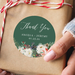 Vinterblomma Julbär Semester Tack Runt Klistermärke