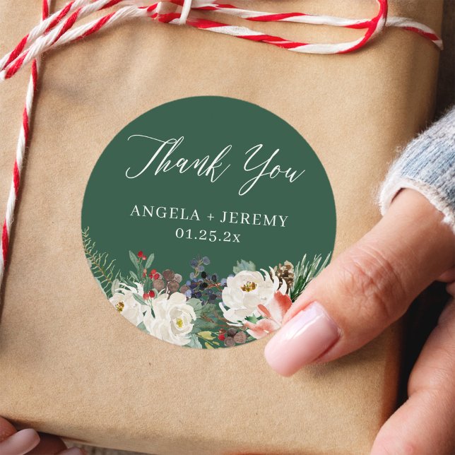 Vinterblomma Julbär Semester Tack Runt Klistermärke (Skapare uppladdad)