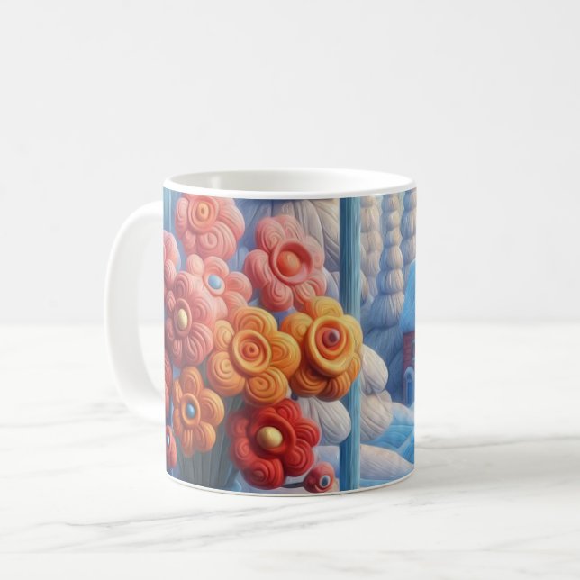 Vinterblommande fönster kaffemugg (Framsida vänster)