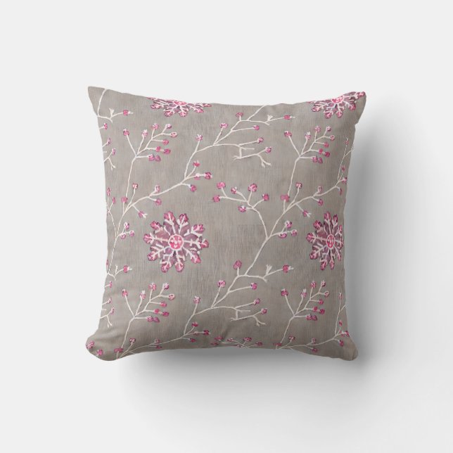 Vinterblommande Rosa Knoppar Kudde (Framsida)