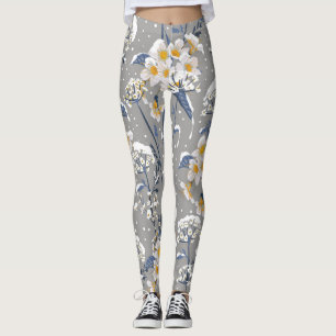 VinterBlommar: Fintvätt Blommönster Leggings