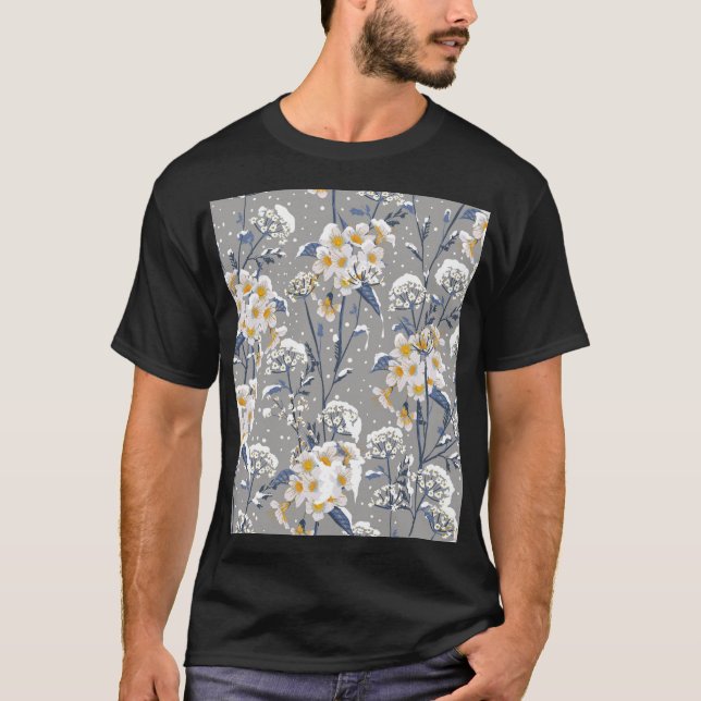 VinterBlommar: Fintvätt Blommönster T Shirt (Framsida)