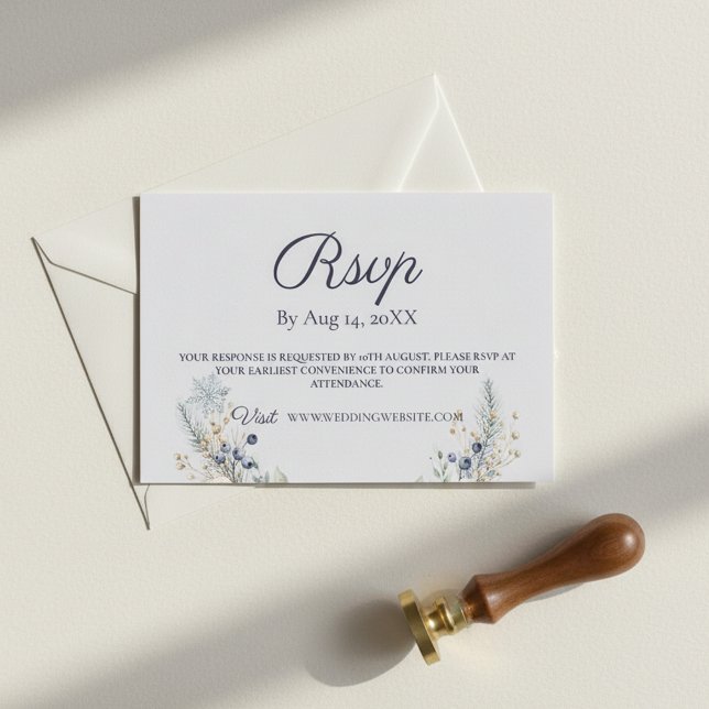 Vinterblommig bröllops-RSVP-kort OSA Kort (Skapare uppladdad)