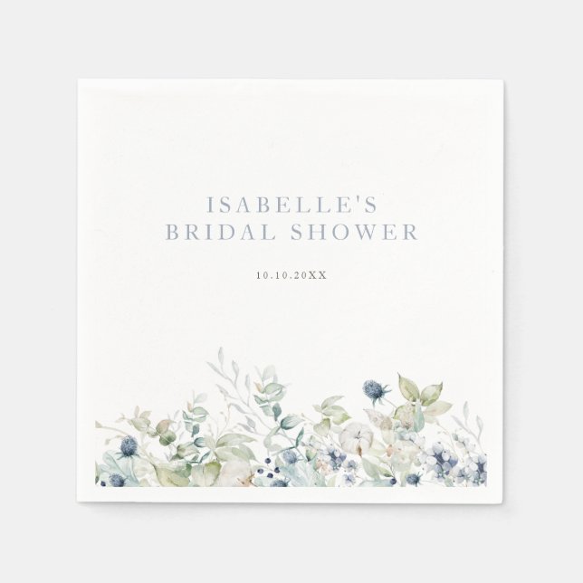 Vinterblommig bröllopsfest pappersservett (Framsidan)