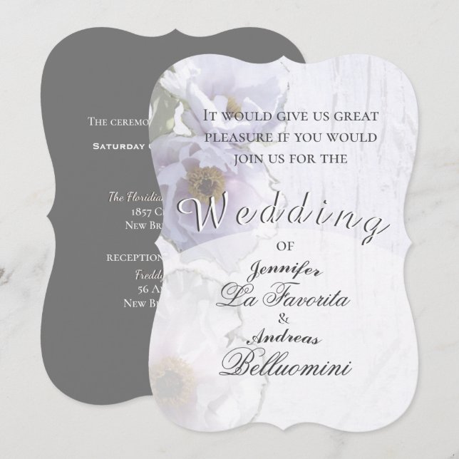 Vinterblommig bröllopsinbjudan inbjudningar (Fram/baksida)